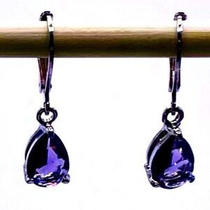 Dangle Earrings 1” (AWL) Amethyst Zircon Gems